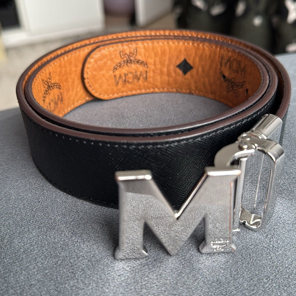 MCM Reversible Belt | Brown Logo & Black | 100cm / 39.3” | Authentic - USED